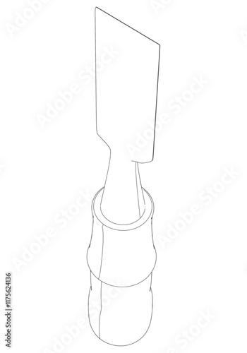 Wood Chisel Line Art Vector Illustration on White Background. High-Detail Design for Carpentry, Woodworking, and DIY Projects