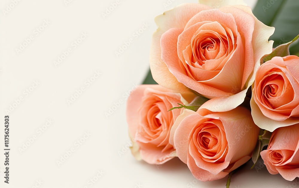 A bouquet of soft pink roses with lush green leaves against a light background, symbolizing love and beauty. A bouquet of soft pink roses with lush green leaves against a light background, symbolizing love and beauty.