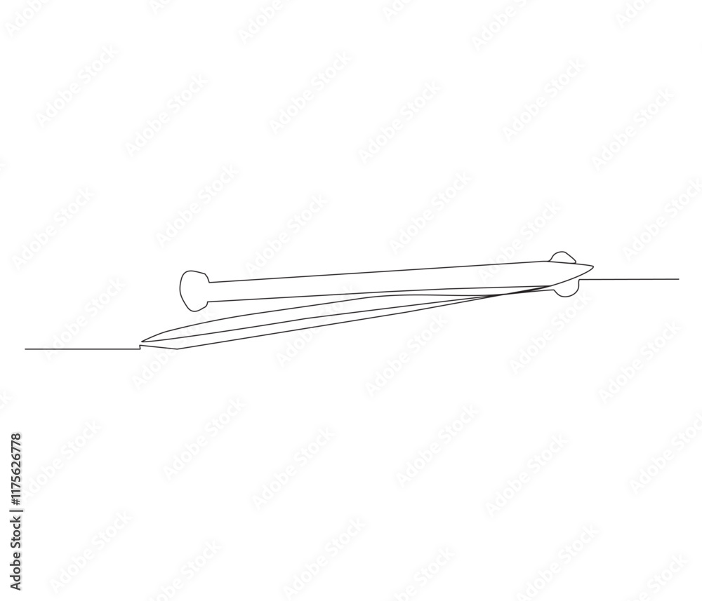 One continuous line drawing of nail . Single line of nail vector illustration One continuous line drawing of nail . Single line of nail vector illustration