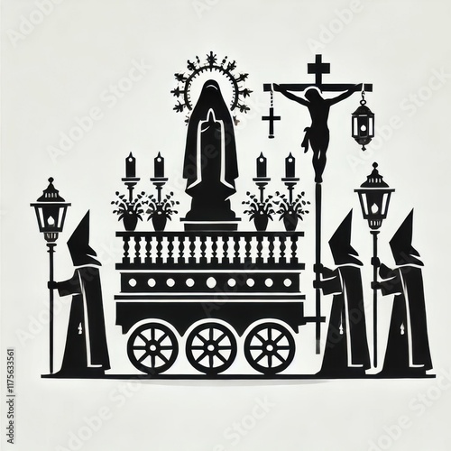 Minimalist Holy Week procession silhouettes. Generated with AI