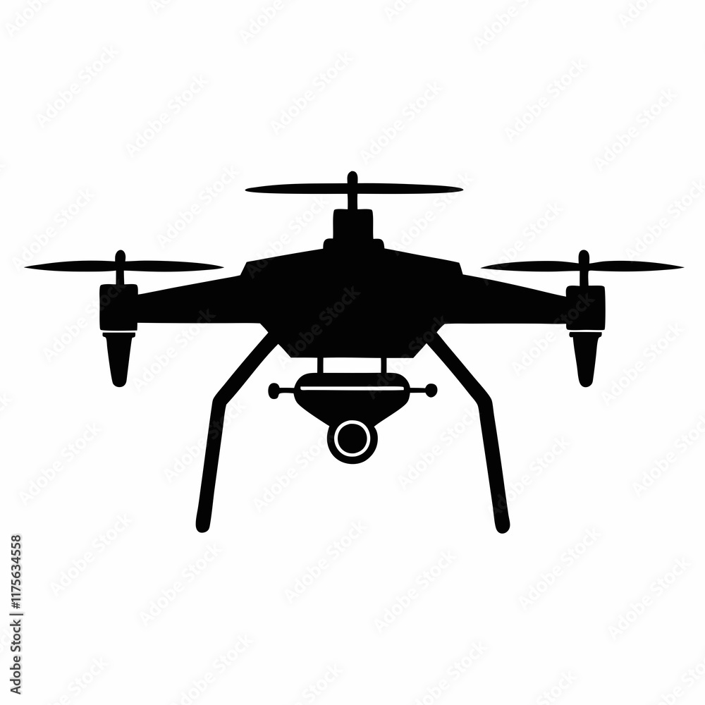 Smart Agriculture Drone Silhouette Vector Smart Agriculture Drone Silhouette Vector