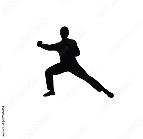 A man-martial arts taekwondo vector silhouettes