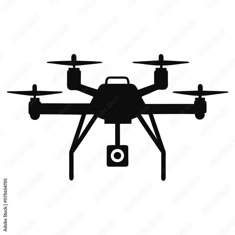 Smart Agriculture Drone Silhouette Vector Smart Agriculture Drone Silhouette Vector