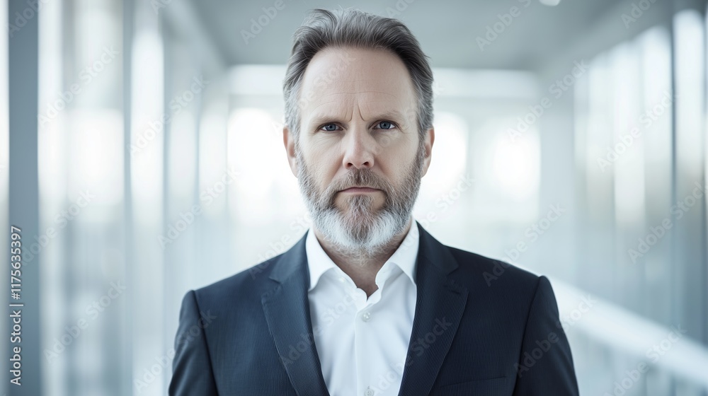 Portrait of a middle-aged man with a beard and serious gaze Portrait of a middle-aged man with a beard and serious gaze