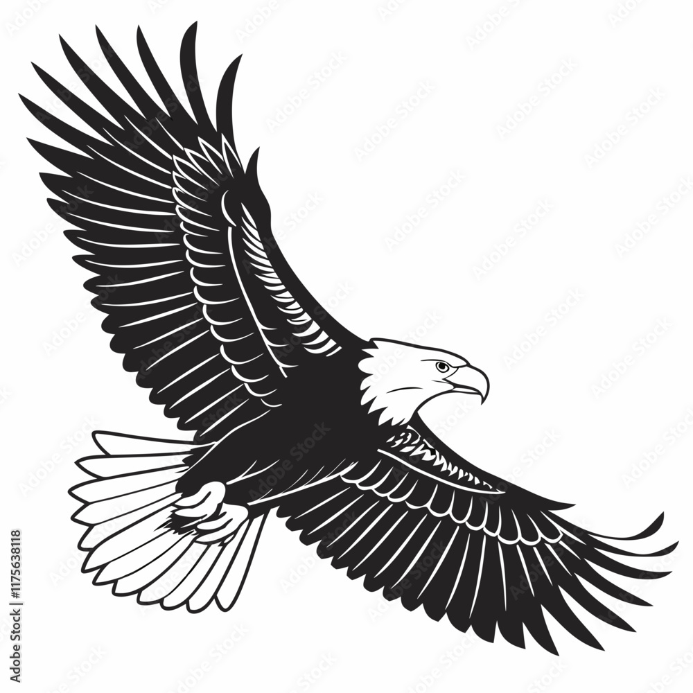 Obraz premium The eagle vector silhouette black design white background