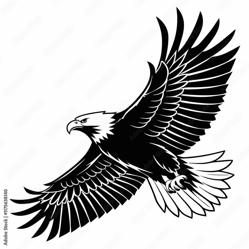 Obraz premium The eagle vector silhouette black design white background