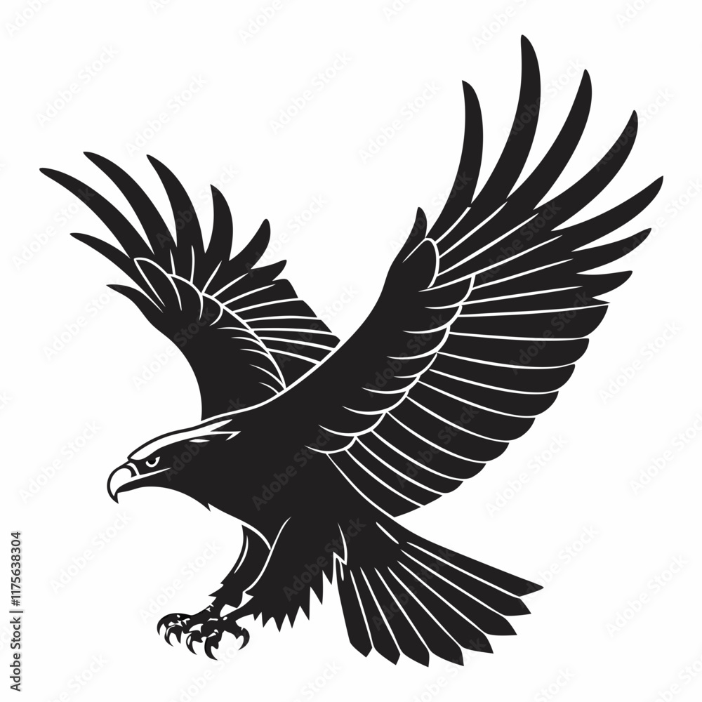Obraz premium The eagle vector silhouette black design white background