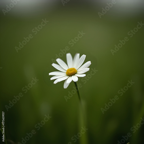 Wallpaper Mural A single white daisy with a yellow center is in focus against a blurred green background. Torontodigital.ca