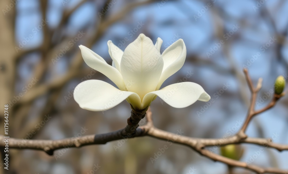 Elegant white magnolia blossom in bloom Elegant white magnolia blossom in bloom