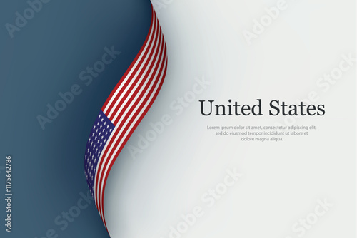 United States flag on Waving ribbon