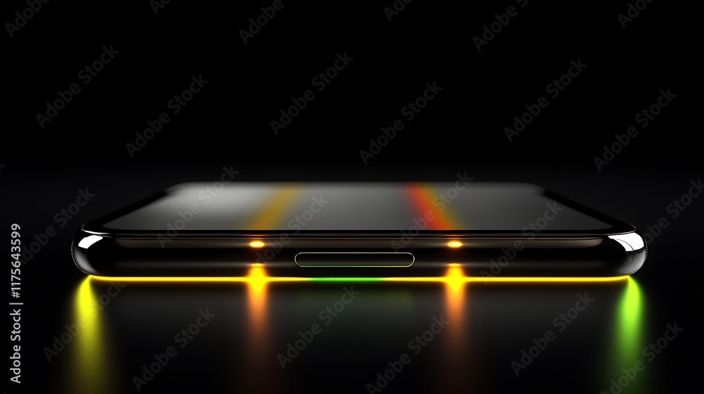 Sleek Black Smartphone with Illuminated Edges Sleek Black Smartphone with Illuminated Edges