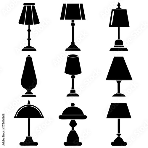 Table and Floor Lamps Silhouettes icon