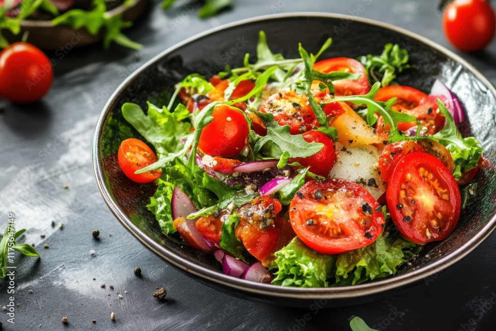 Gourmet fusion food served with style, combining unexpected flavors and vibrant colors on a modern ceramic dish Gourmet fusion food served with style, combining unexpected flavors and vibrant colors on a modern ceramic dish