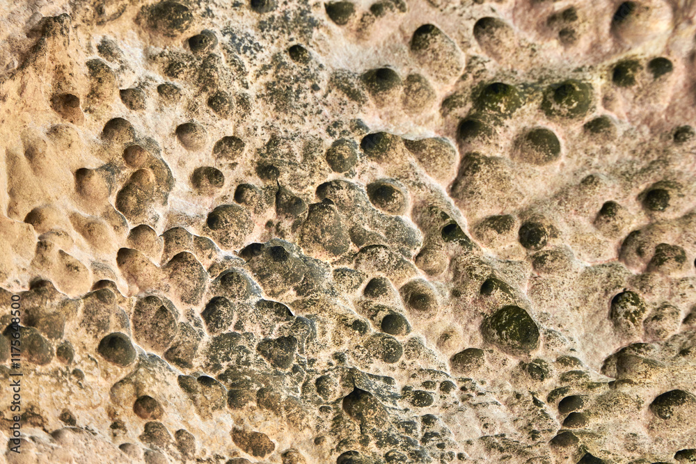 Natural erosion patterns in weathered rock surface with unique textures and earthy tones. Natural erosion patterns in weathered rock surface with unique textures and earthy tones.