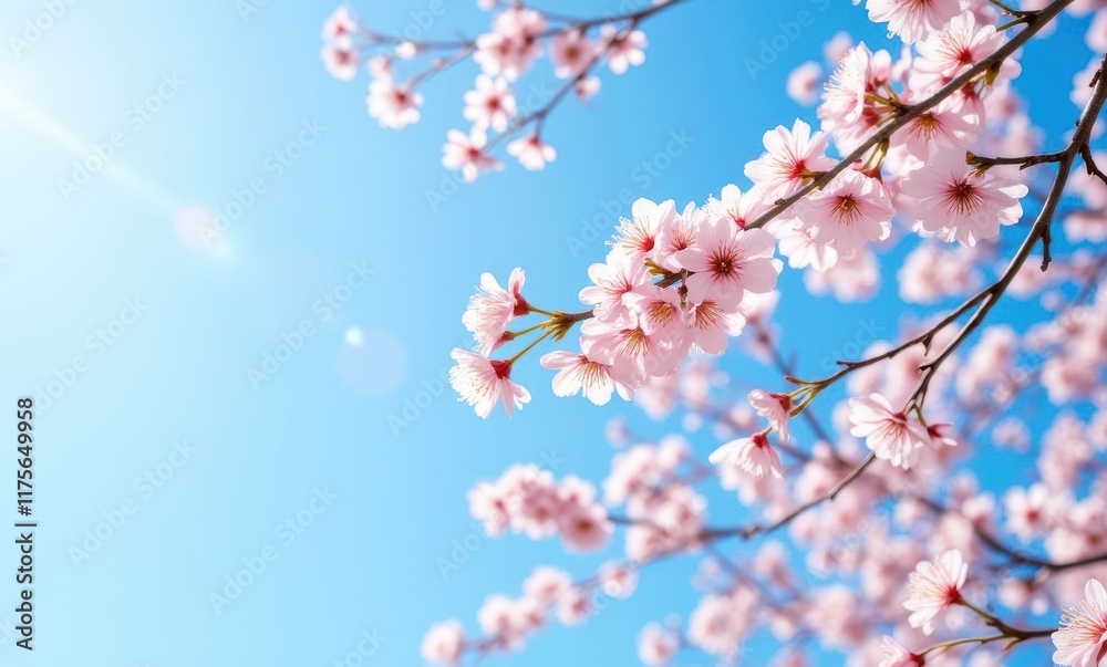 Beautiful cherry blossoms against a blue sky Beautiful cherry blossoms against a blue sky
