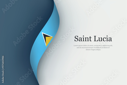 Saint Lucia flag on Waving ribbon photo