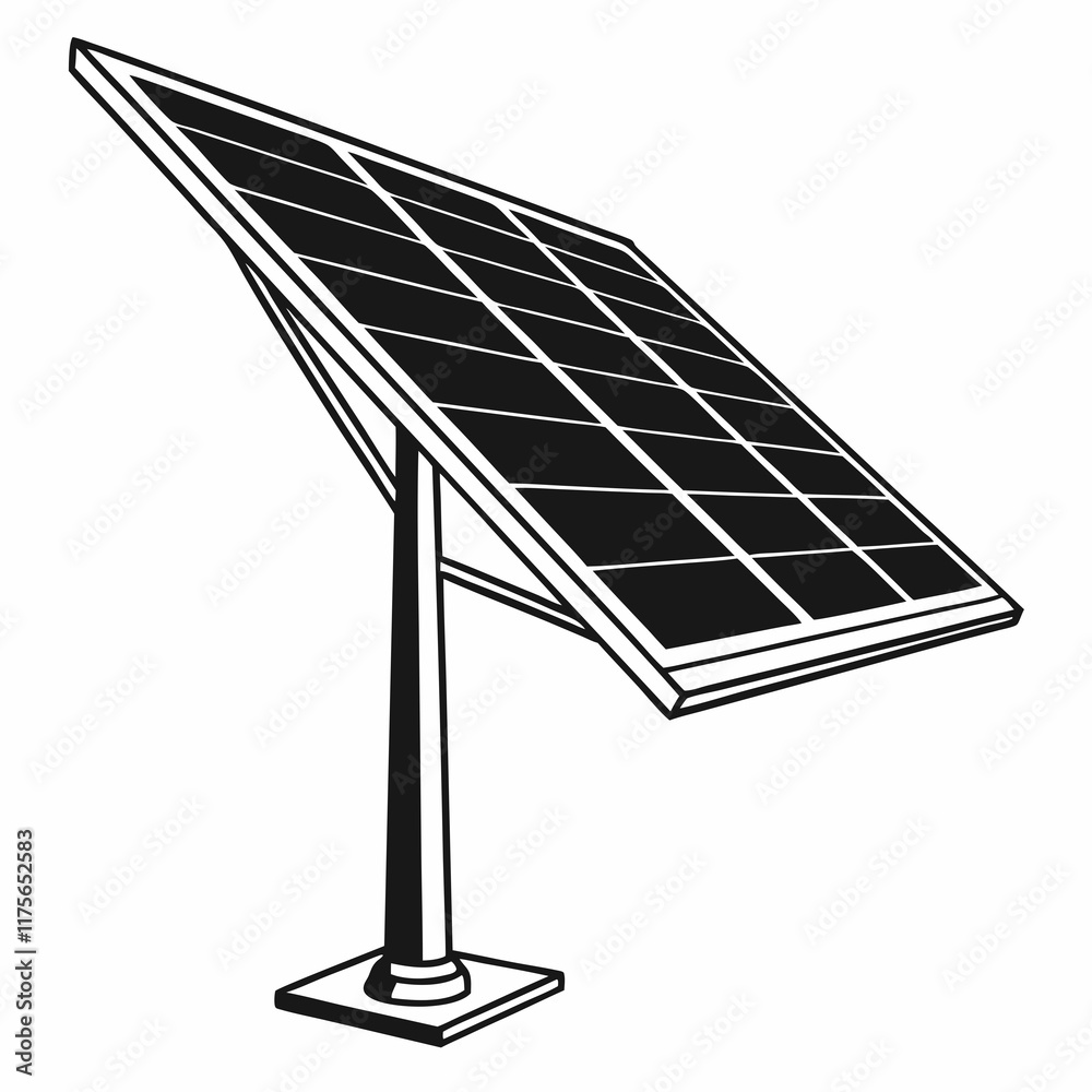 Obraz premium Solar Panel Silhouette Vector Art