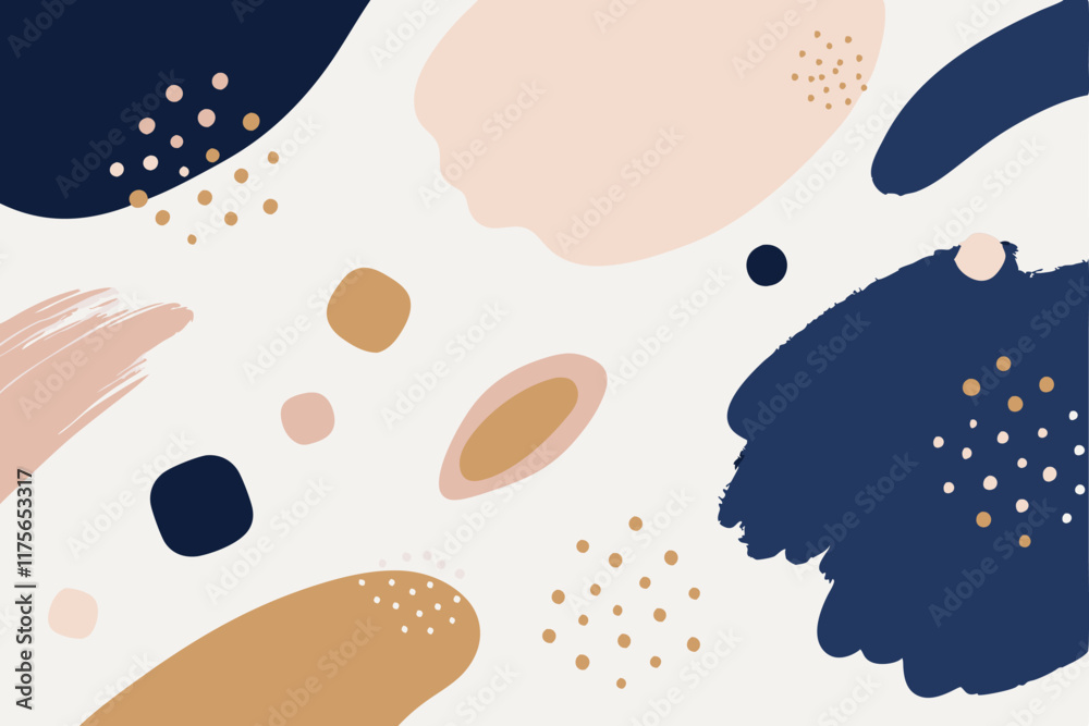 Abstract Art Background Pastel, Navy, and Gold Shapes Abstract Art Background Pastel, Navy, and Gold Shapes