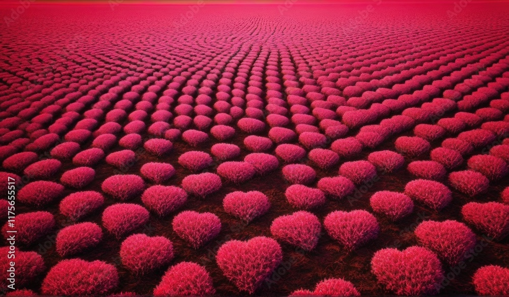 Fototapeta premium A surreal landscape of endless hearts stretching