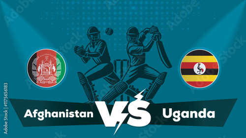 Afghanistan Vs Uganda , Uganda VS Afghanistan cricket match , Cricket match concept with creative illustration.eps