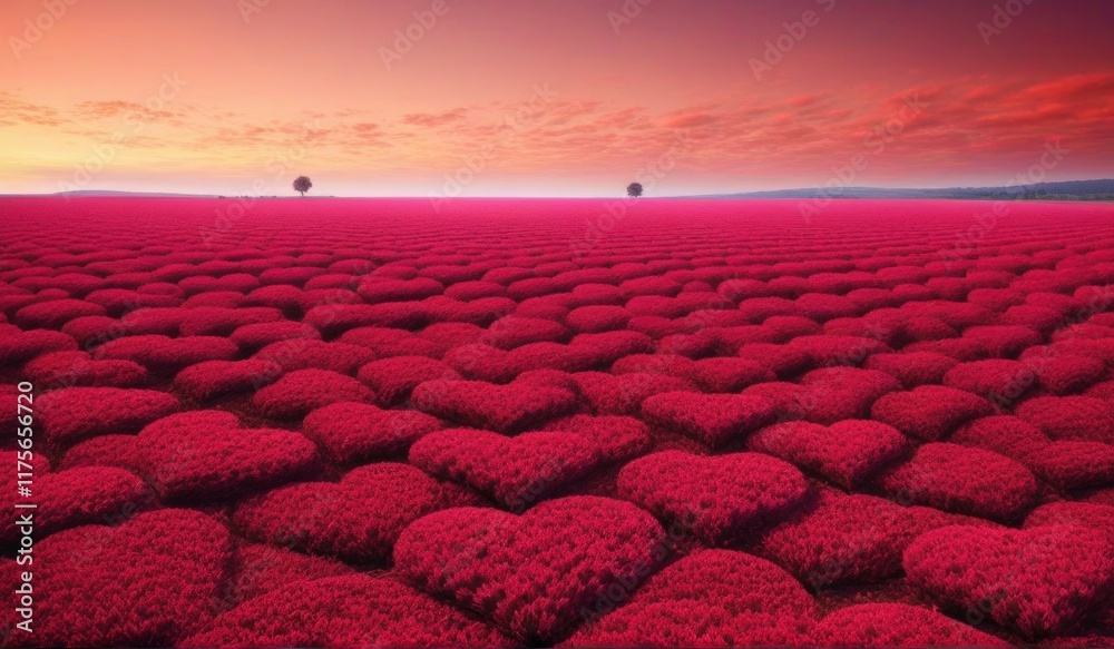 Obraz premium A surreal landscape of endless hearts stretching