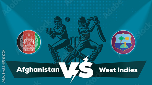 Afghanistan VS West Indies Match , West Indies Vs Afghanistan cricket match , Cricket match concept with creative illustration.eps
