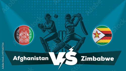 Afghanistan VS Zimbabwe , Zimbabwe Vs Afghanistan cricket match , Cricket match concept with creative illustration.eps