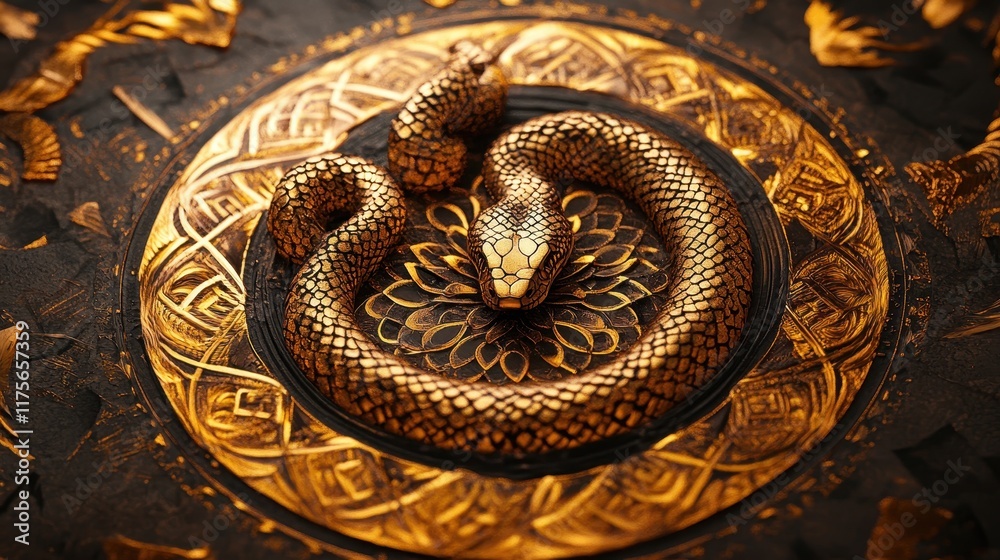 Obraz premium Intricate Mandala Design with Snake Centerpiece