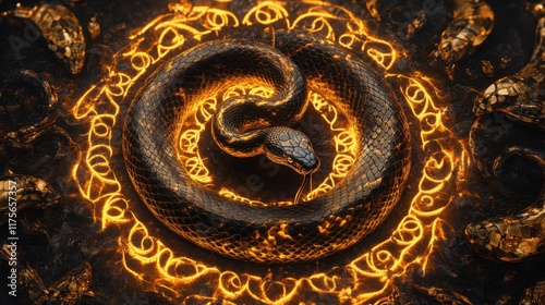 Intricate Mandala Design with Snake Centerpiece