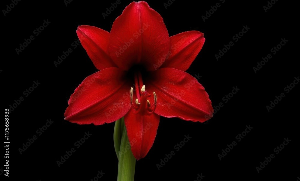 Vibrant red amaryllis flower against black backdrop Vibrant red amaryllis flower against black backdrop