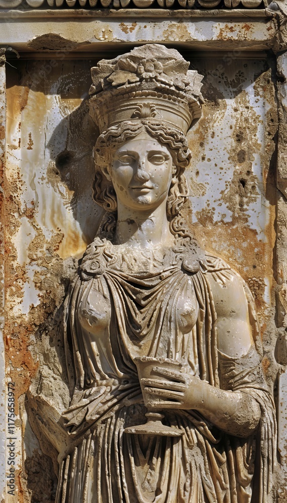 Obraz premium Intricate portrait of greek deities highlighting hebe s connection to the divine cup of the gods