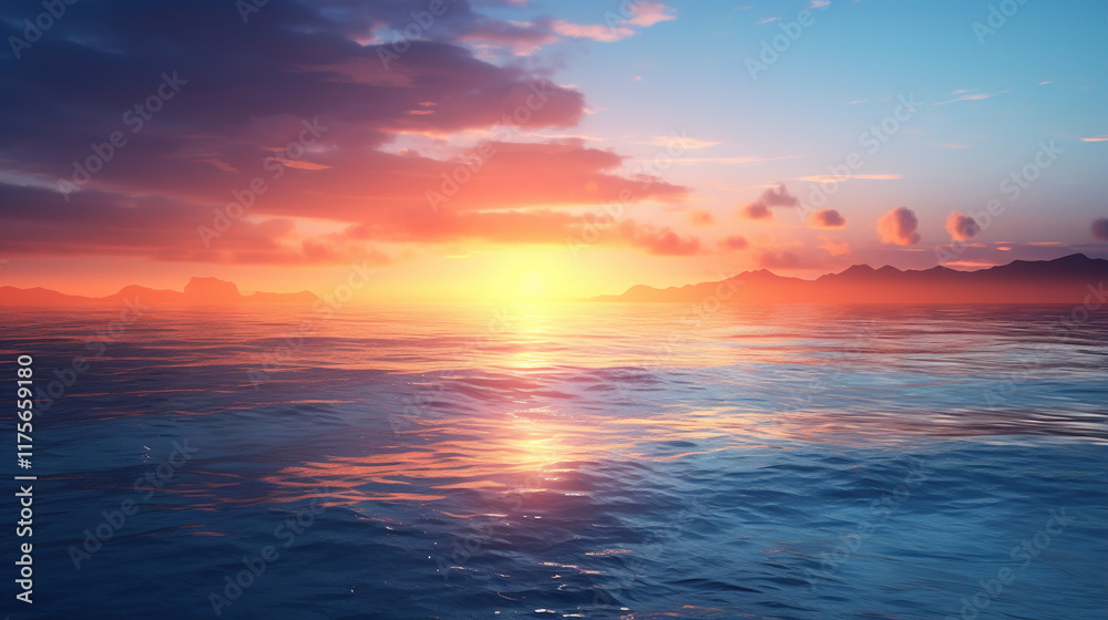 Obraz premium Serene Sunset Over the Ocean