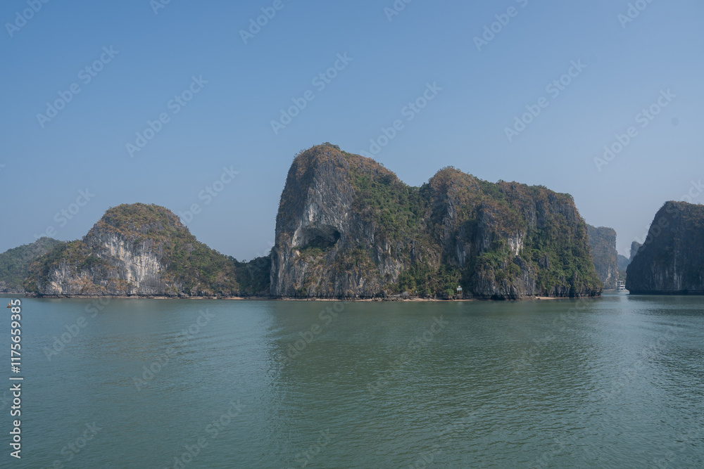 Halong Bay with limestone cliffs in the Gulf of Tonkin north of Hanoi in Halong Vietnam Asia Halong Bay with limestone cliffs in the Gulf of Tonkin north of Hanoi in Halong Vietnam Asia