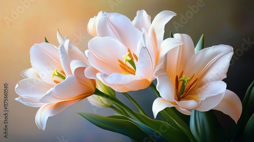 Elegant blooms of soft pink tulips exuding beauty.