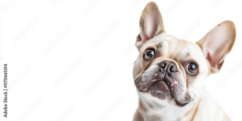 Сurious dog with its head tilted to one side, isolated on a white background Сurious dog with its head tilted to one side, isolated on a white background