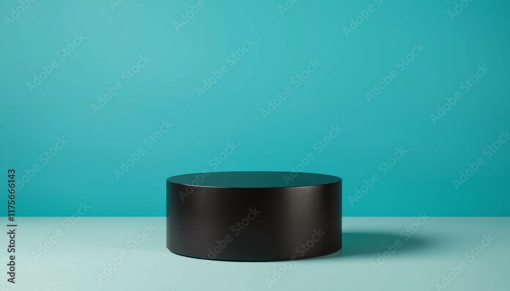 Small single black circular podium on a vibrant teal gradient background Small single black circular podium on a vibrant teal gradient background
