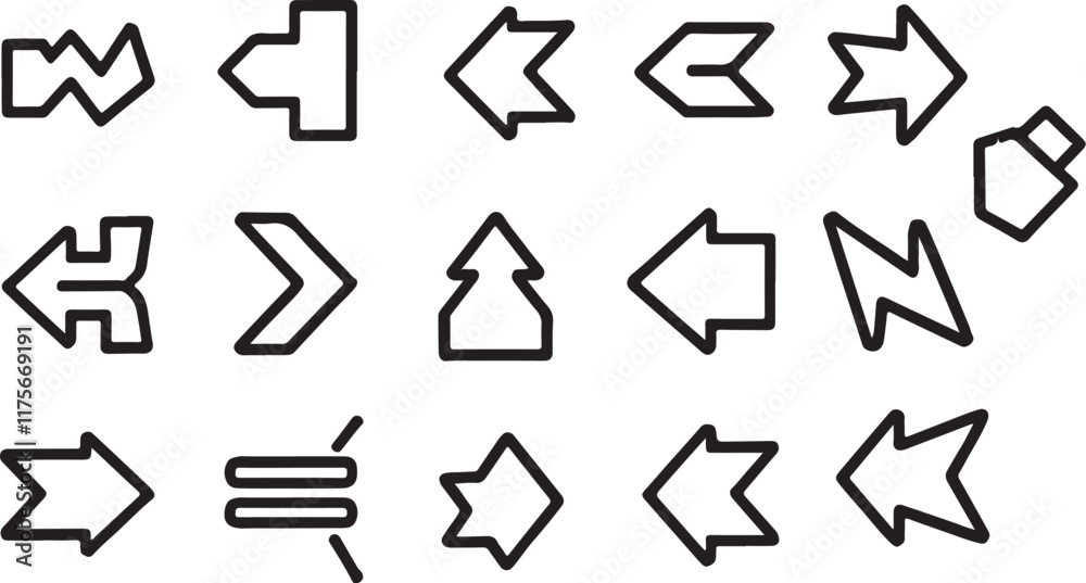 Vector Arrow Icon Set - Collection of Dynamic Arrows on White Background Vector Arrow Icon Set - Collection of Dynamic Arrows on White Background