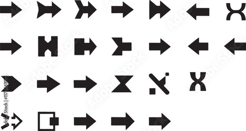 Vector Arrow Icon Set - Collection of Dynamic Arrows on White Background