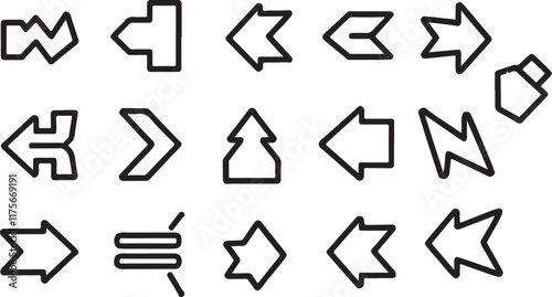 Vector Arrow Icon Set - Collection of Dynamic Arrows on White Background