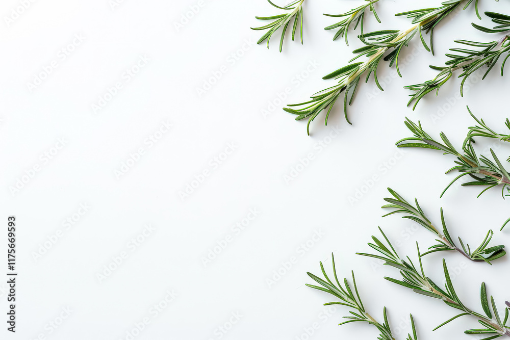 Fototapeta premium White background with a bunch of green herbs