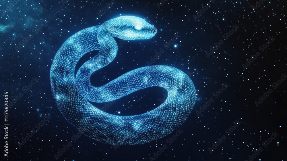 Serpentine Artwork of Snake Coiled Around the Moon Serpentine Artwork of Snake Coiled Around the Moon