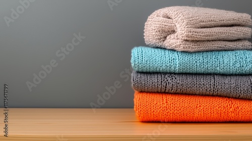 Cozy Stacked Knitted Blankets for Home Décor and Comfort in Modern Interior Setting