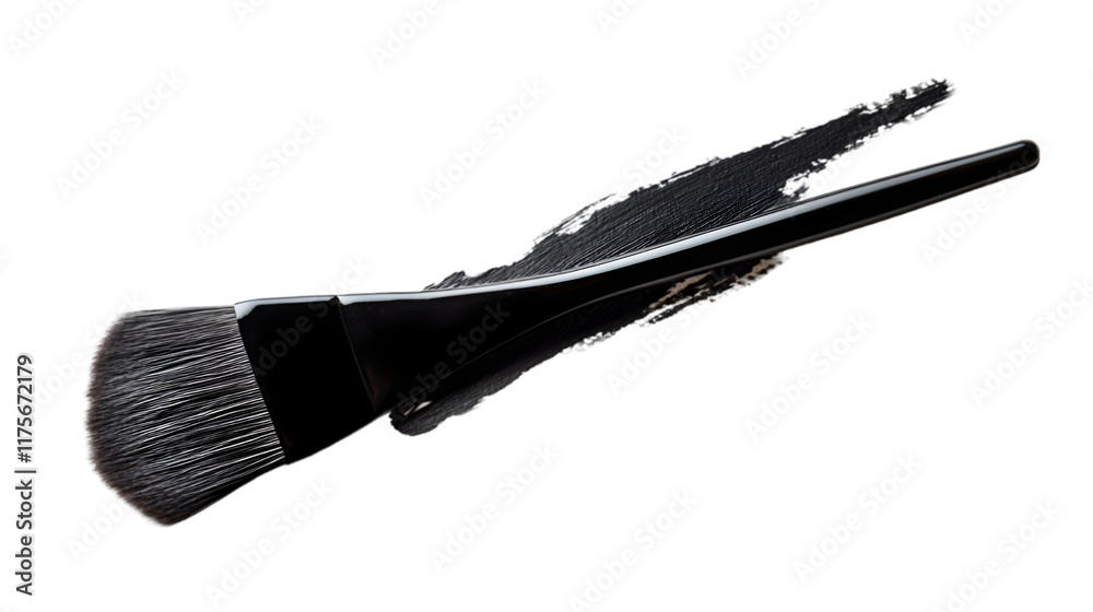 Fototapeta premium Black Makeup Brush with Dark Pigment Swirl Beauty Tool Cosmetic Accessory Professional