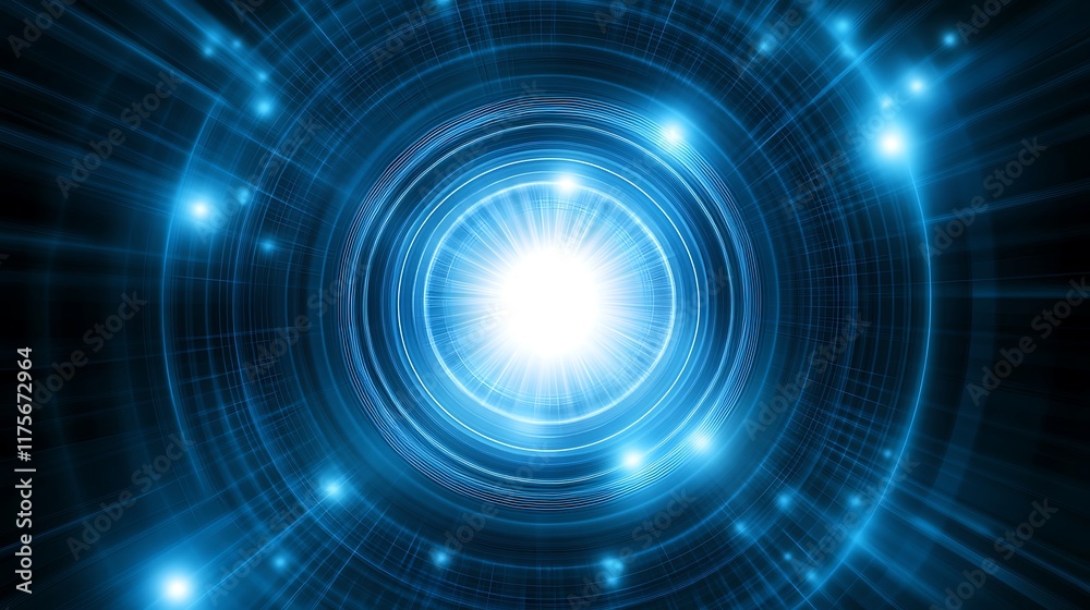 Obraz premium Abstract Blue Technology Circular Light Design