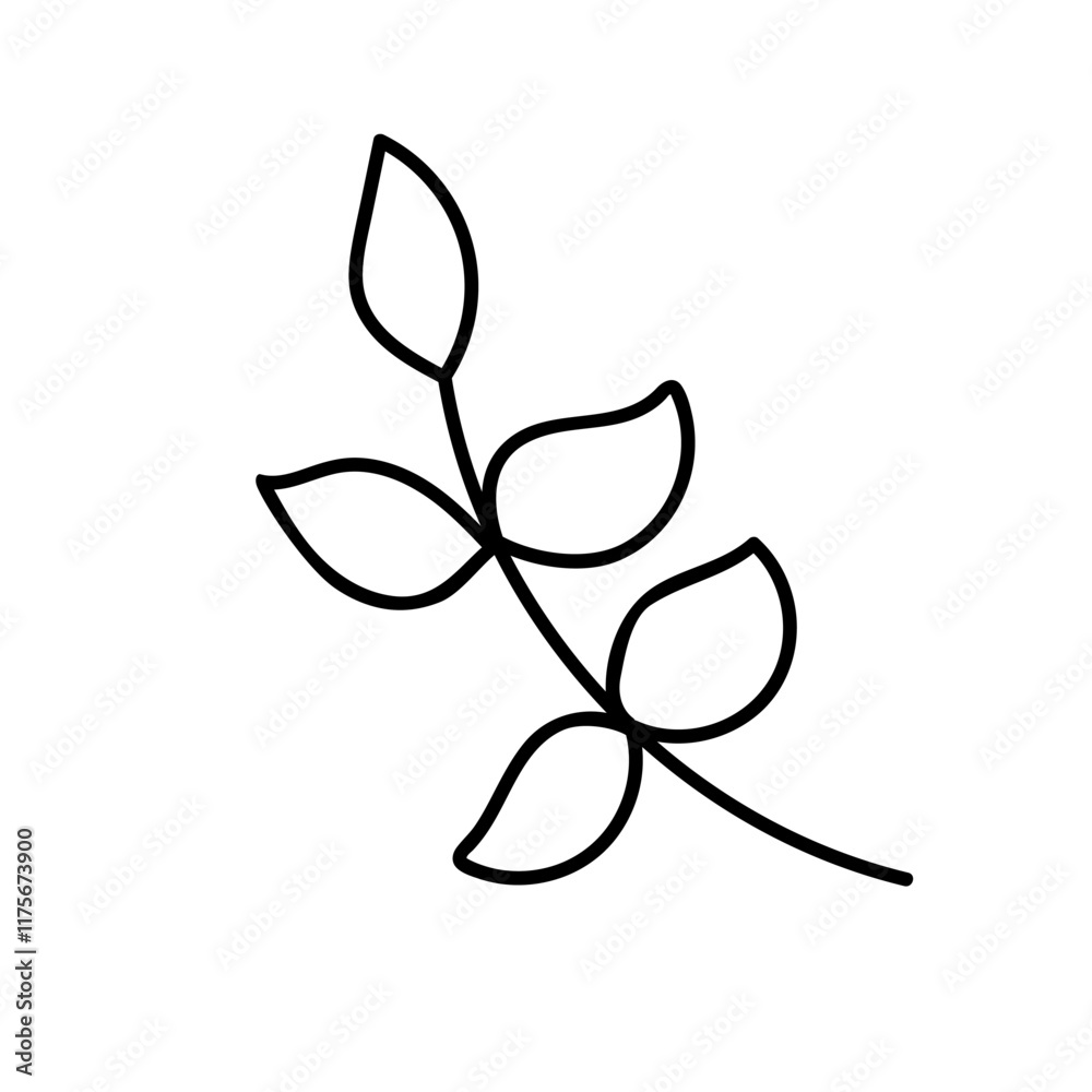 Minimalist line art of a leaf branch suitable for various design projects Minimalist line art of a leaf branch suitable for various design projects