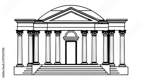 Architectural Masterpiece: Gazebo with Columns & Arches 2D Vector