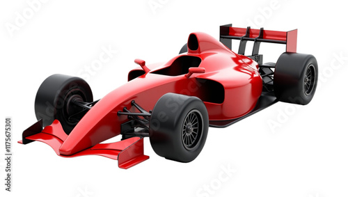3D Rendering of a Red Formula 1 Race Car on Transparent Background