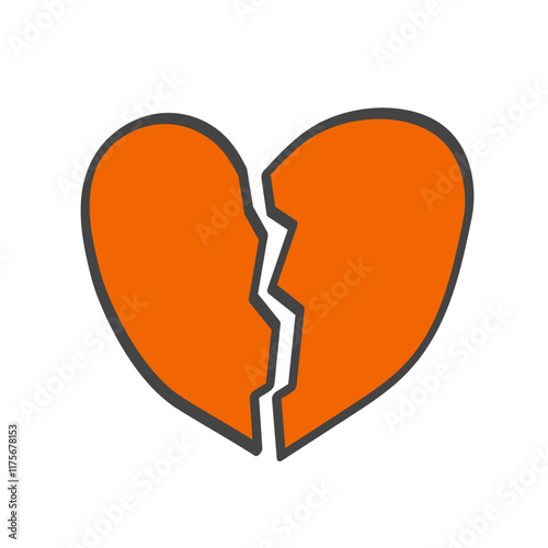 Dislike symbol. Broken Heart Icon. Love is gone. Crisis doodle illustration. Vector 