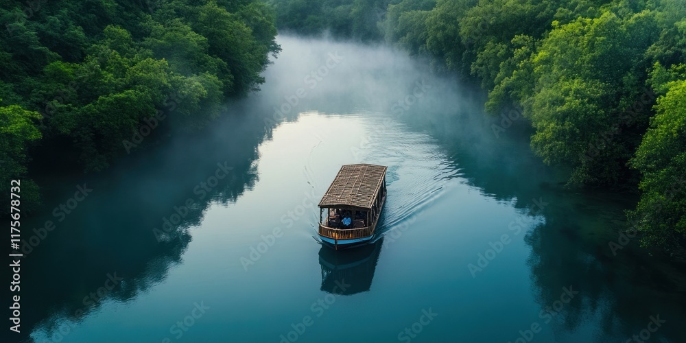 custom made wallpaper toronto digitalEco friendly boat sailing through tranquil forest river in serene natural setting