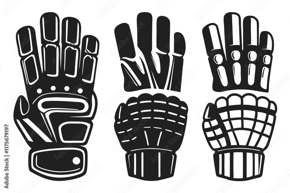 Fototapeta premium set of Hockey gloves silhouette vector illustration